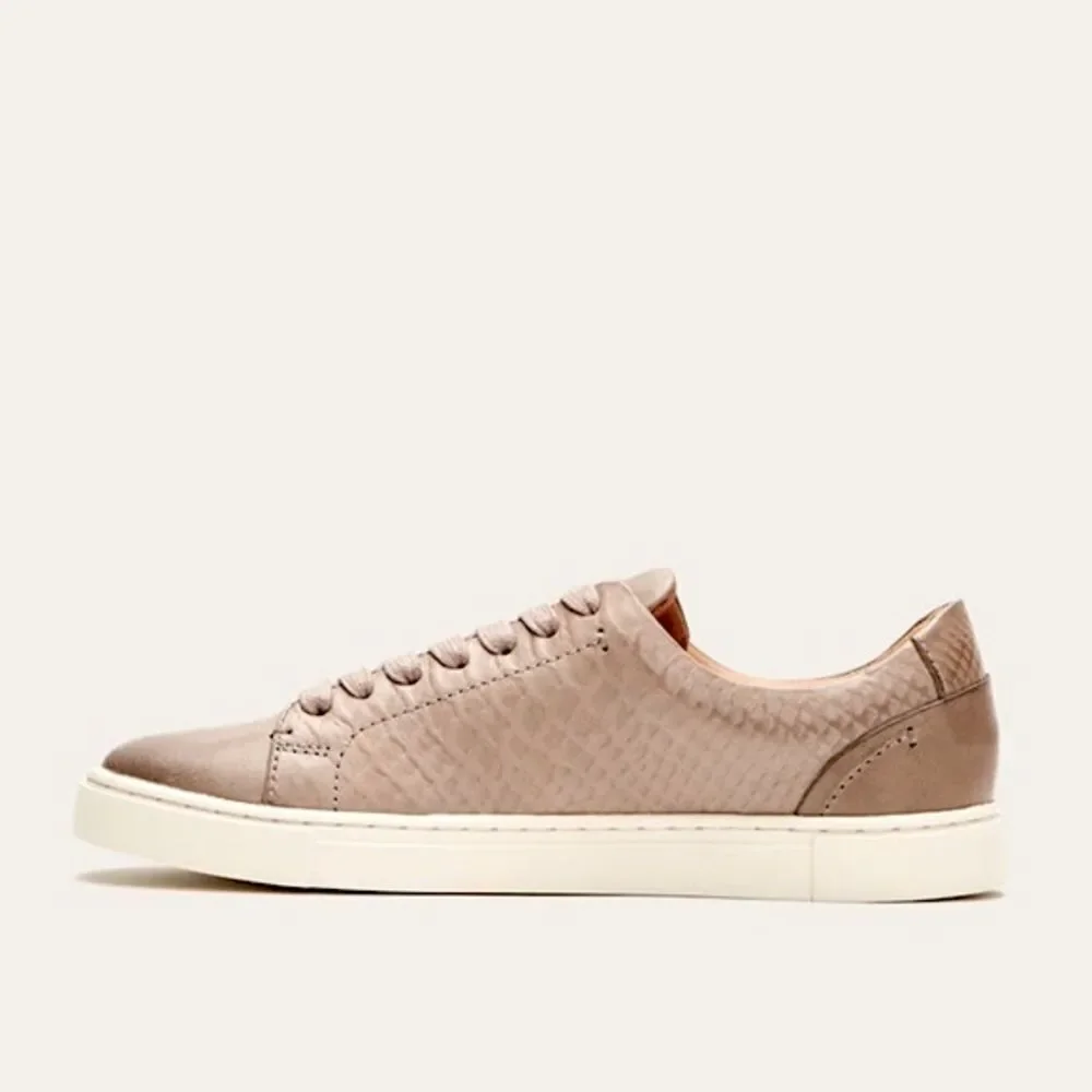 FRYE Ivy Low Lace Leather Embossed Sneakers